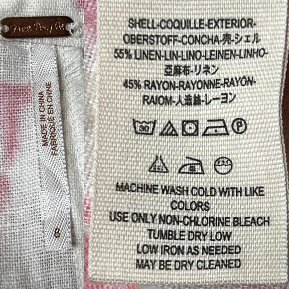 NEW Free People Ann Reed Tie-Dye Wrap Mini Skirt Pink/White Linen size 8 - Picture 13 of 14